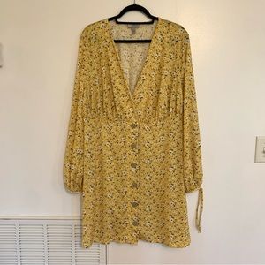 ASOS Curve Yellow Floral Mini Dress